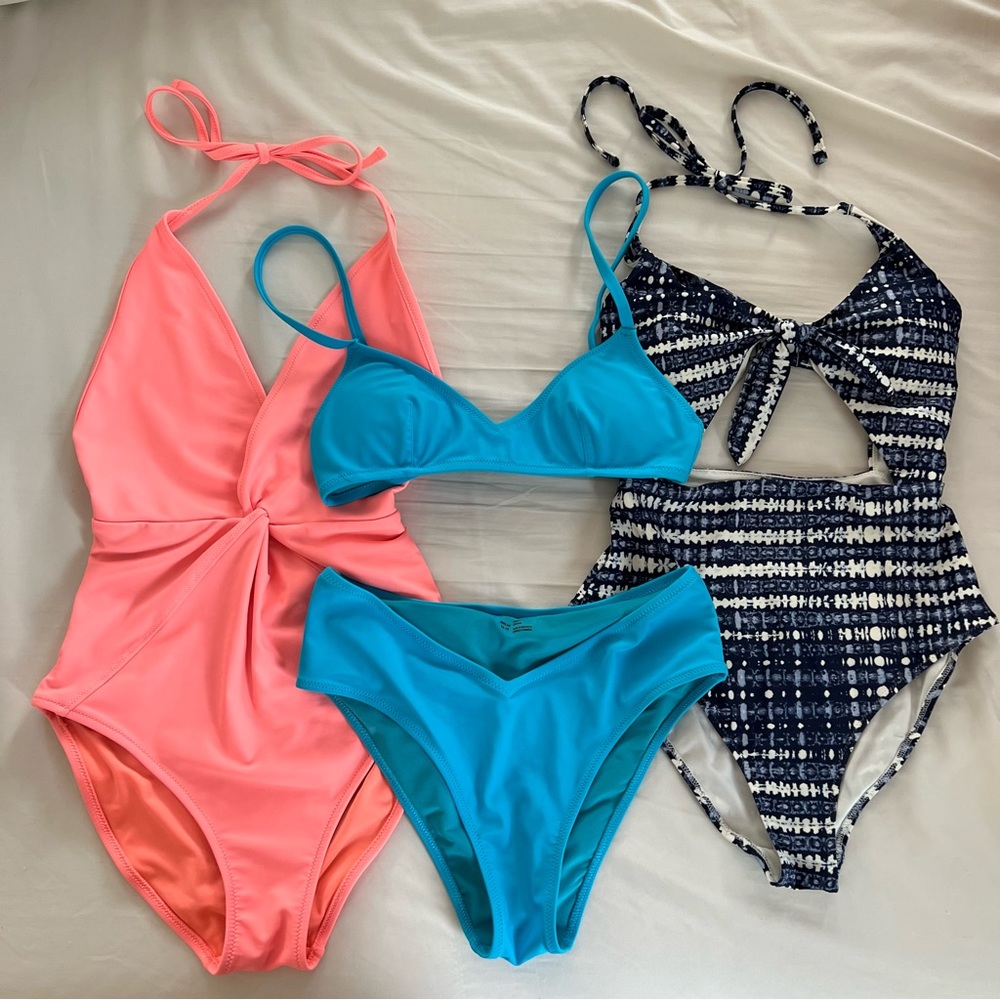 Bundle of Three Aerie Bathing Suits, One Bikini and Two One Piece Swim Suits